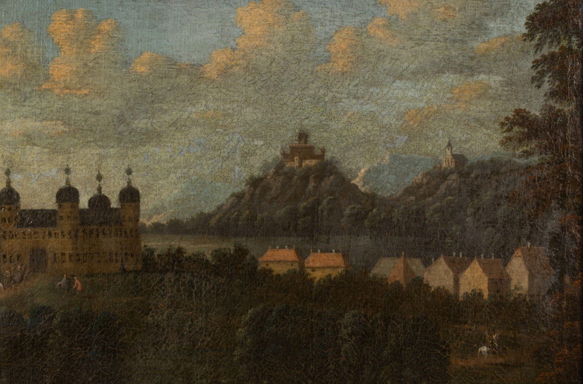 École française du XVIIIe siècle – Paysage avec château-photo-1