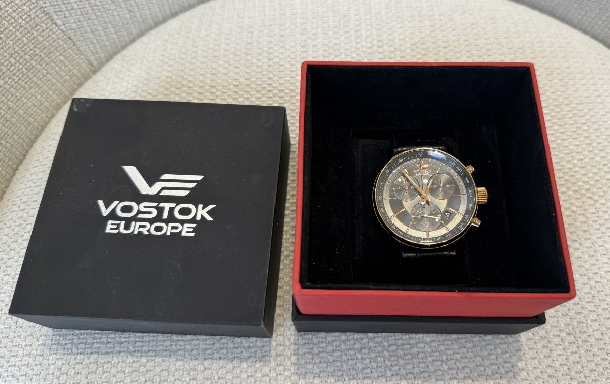 Vostok Europe Gaz-14 Limousine Chronograph – Purchased In 2021 – Gold Box And Warranty Card
