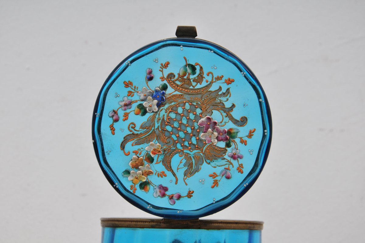 Biedermeier-style Painted Glass Box, 19th Century-photo-4