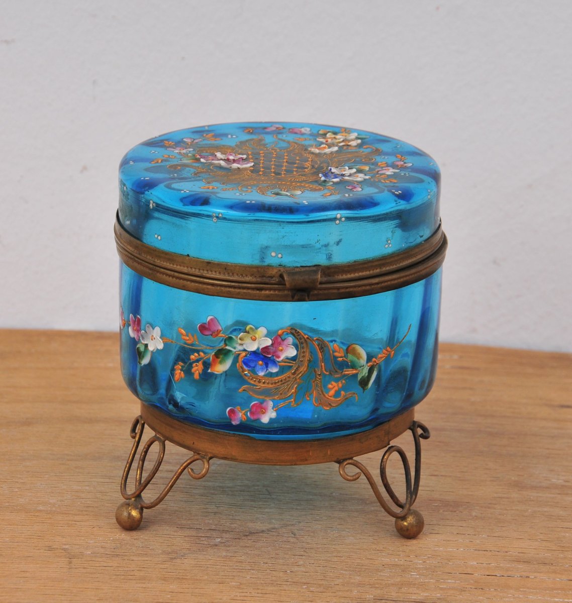 Biedermeier-style Painted Glass Box, 19th Century