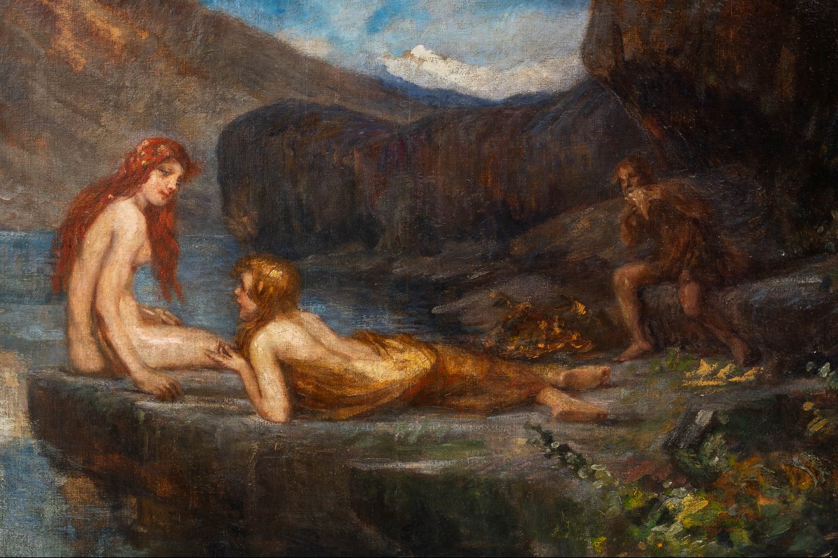 Hugo Löffler – Nymphes au bord d’un lac-photo-3