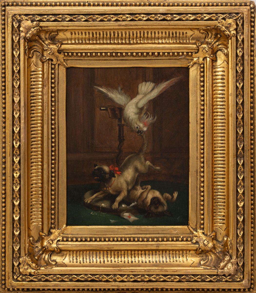 Carl Reichert (1836–1918) : Carlins et cacatoès – paire de tableaux-photo-2