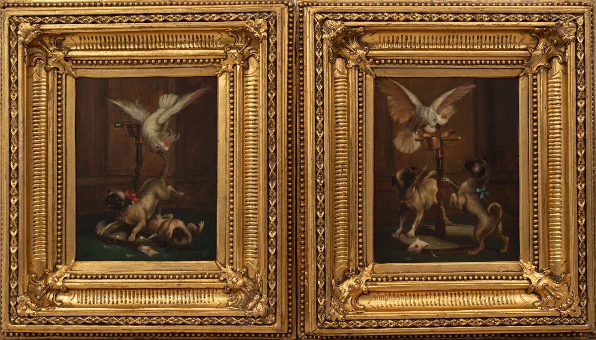 Carl Reichert (1836–1918) : Carlins et cacatoès – paire de tableaux-photo-3