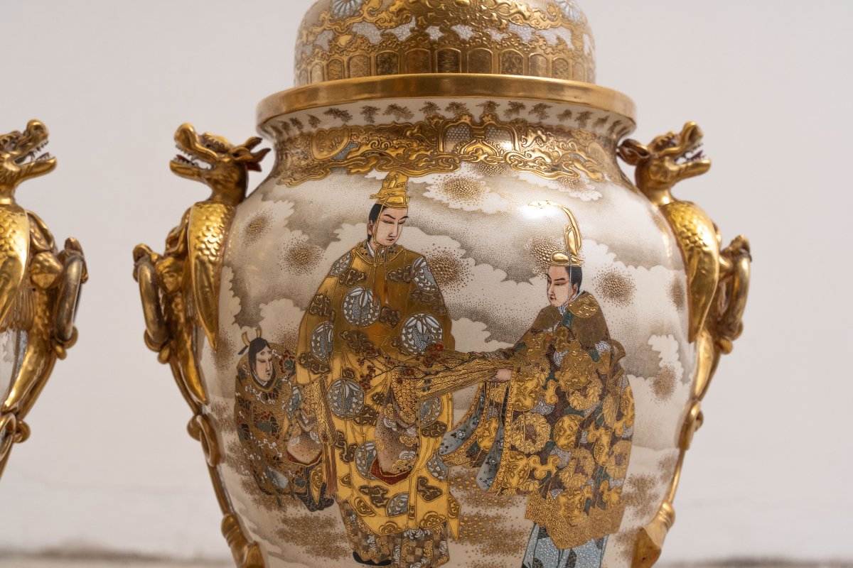 Paire de vases Satsuma de l’époque Meiji, 19th c.-photo-5