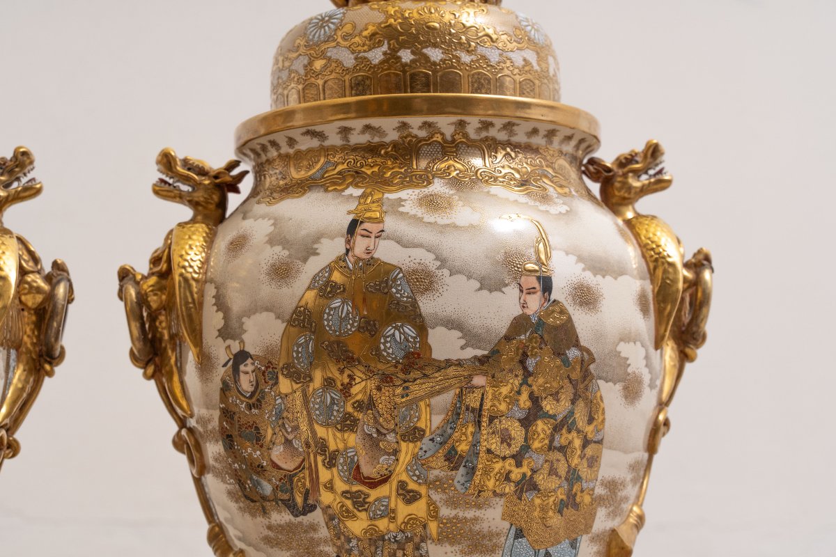 Paire de vases Satsuma de l’époque Meiji, 19th c.-photo-6