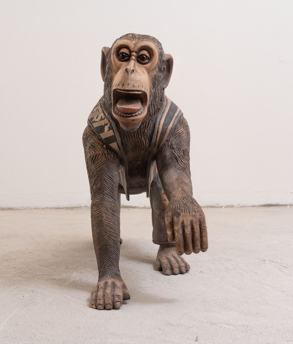 Rare figure de chimpanzé de carrousel, début du XXe siècle-photo-2