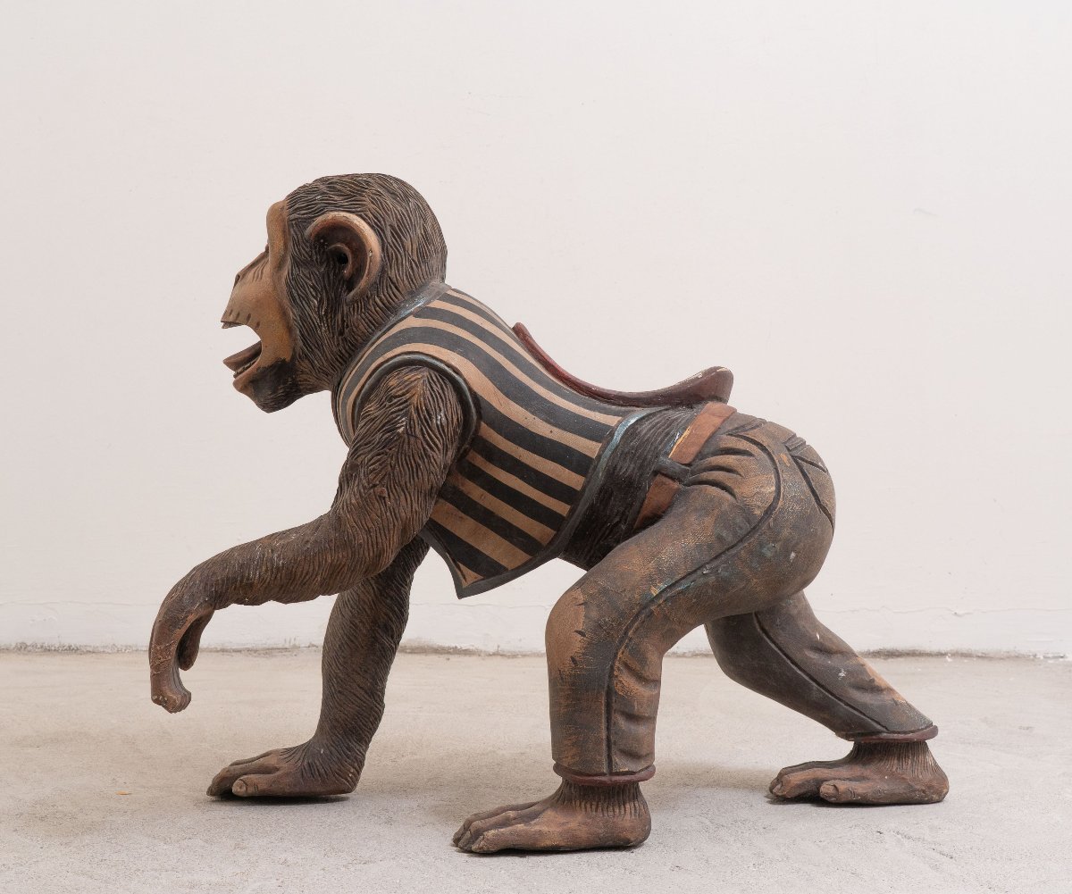 Rare figure de chimpanzé de carrousel, début du XXe siècle-photo-3