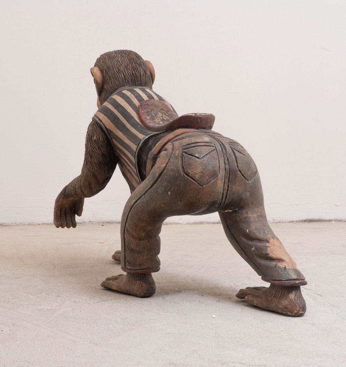 Rare figure de chimpanzé de carrousel, début du XXe siècle-photo-4