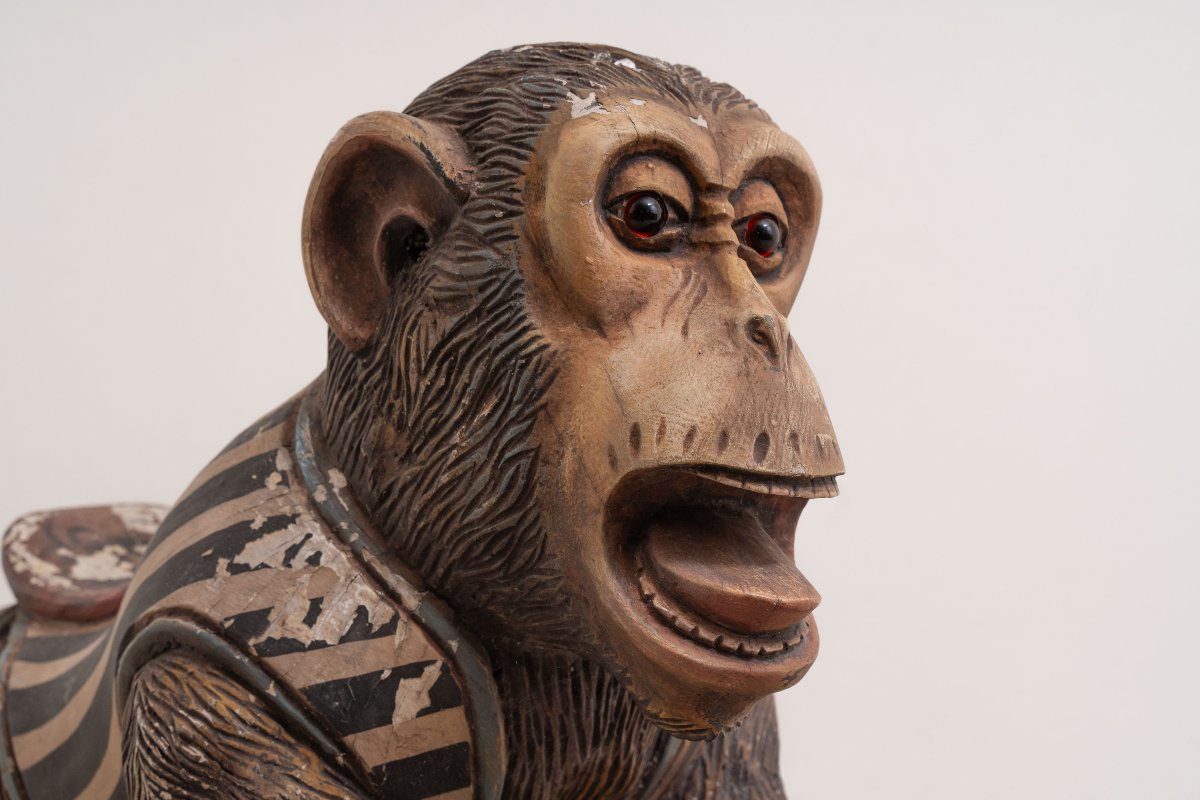 Rare figure de chimpanzé de carrousel, début du XXe siècle-photo-2