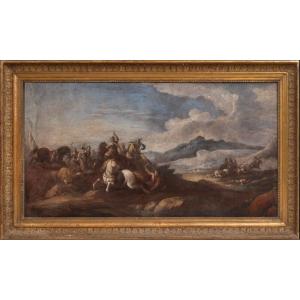 Workshop Of Jacques Courtois (1621–1676): Battle Scene On Horseback In A Hilly Landscape