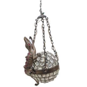 Lustre Art nouveau aux crocodiles, dans le style Tiffany
