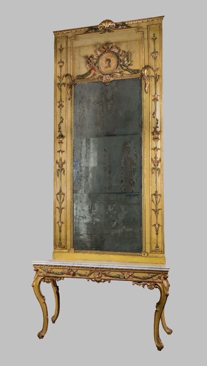 Pair Of Venetian Lacquered Consoles And Mirrors, 18th Century-photo-6