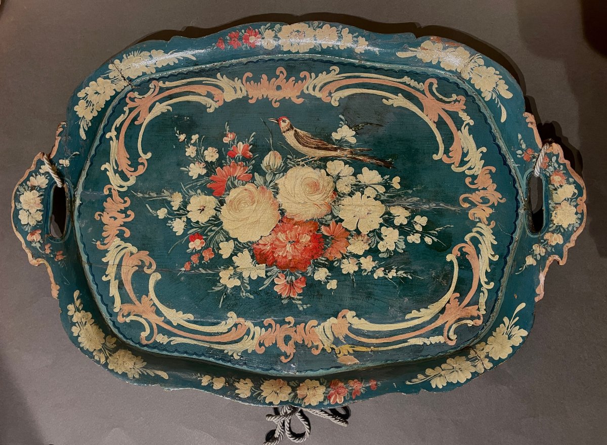 Refined Venetian Lacquered Tray, Venice, 18th Century-photo-3
