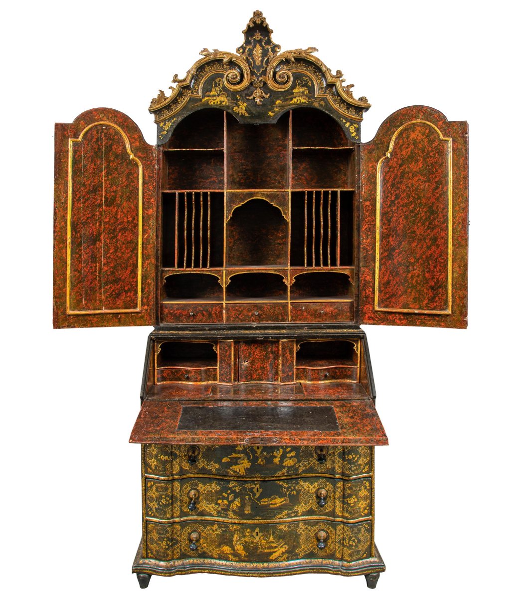 Bureau à deux corps de style chinoiserie, Venise, XVIIIe siècle-photo-3