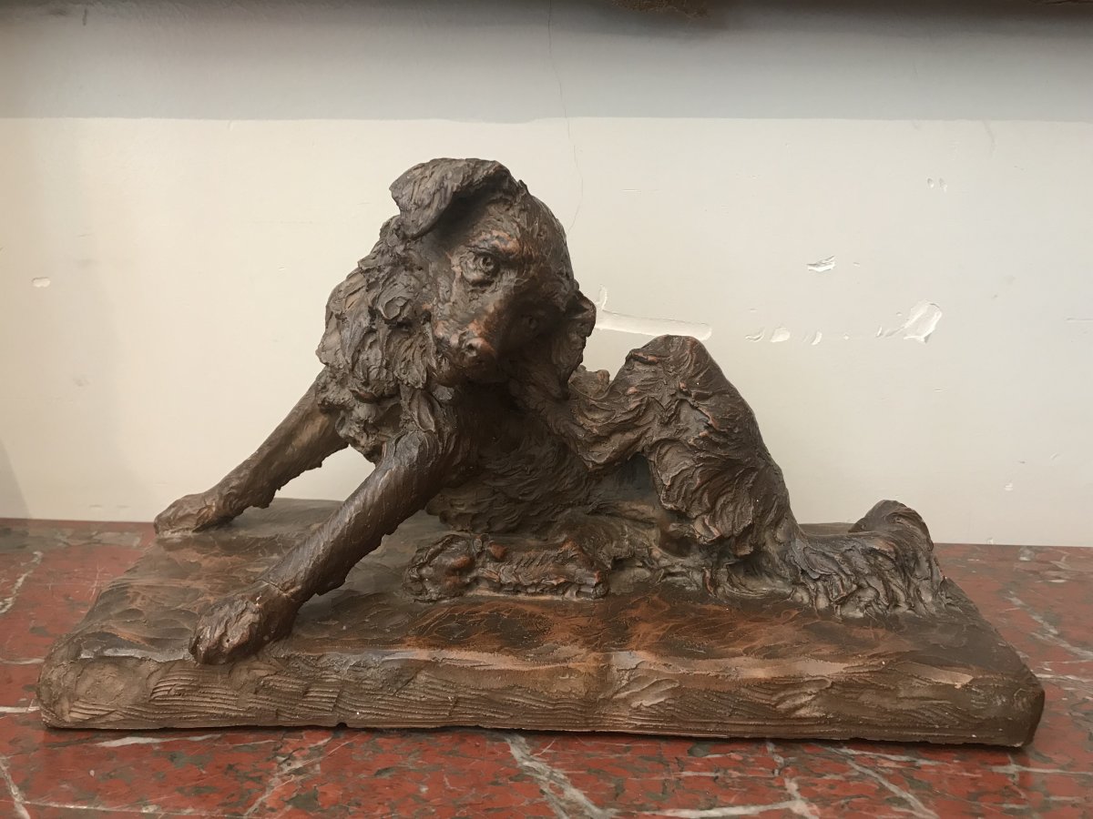 Terracotta Dog Sculpture