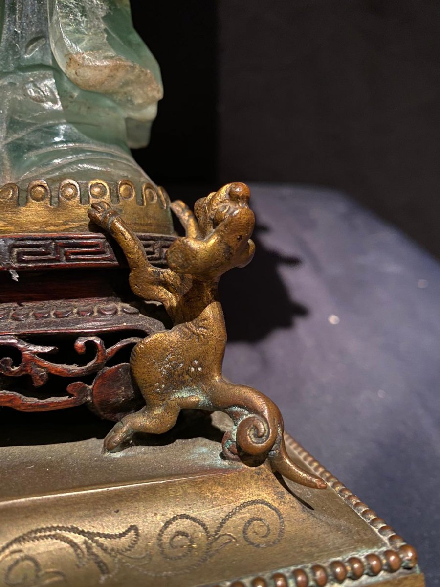 Small Lamp With A Jade Figure, 20th Century-photo-4