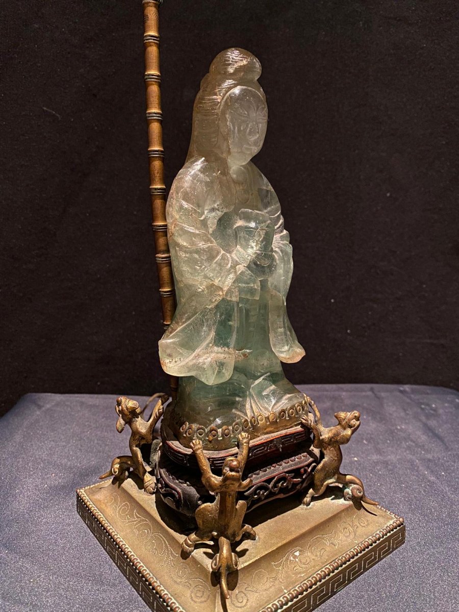 Small Lamp With A Jade Figure, 20th Century-photo-1