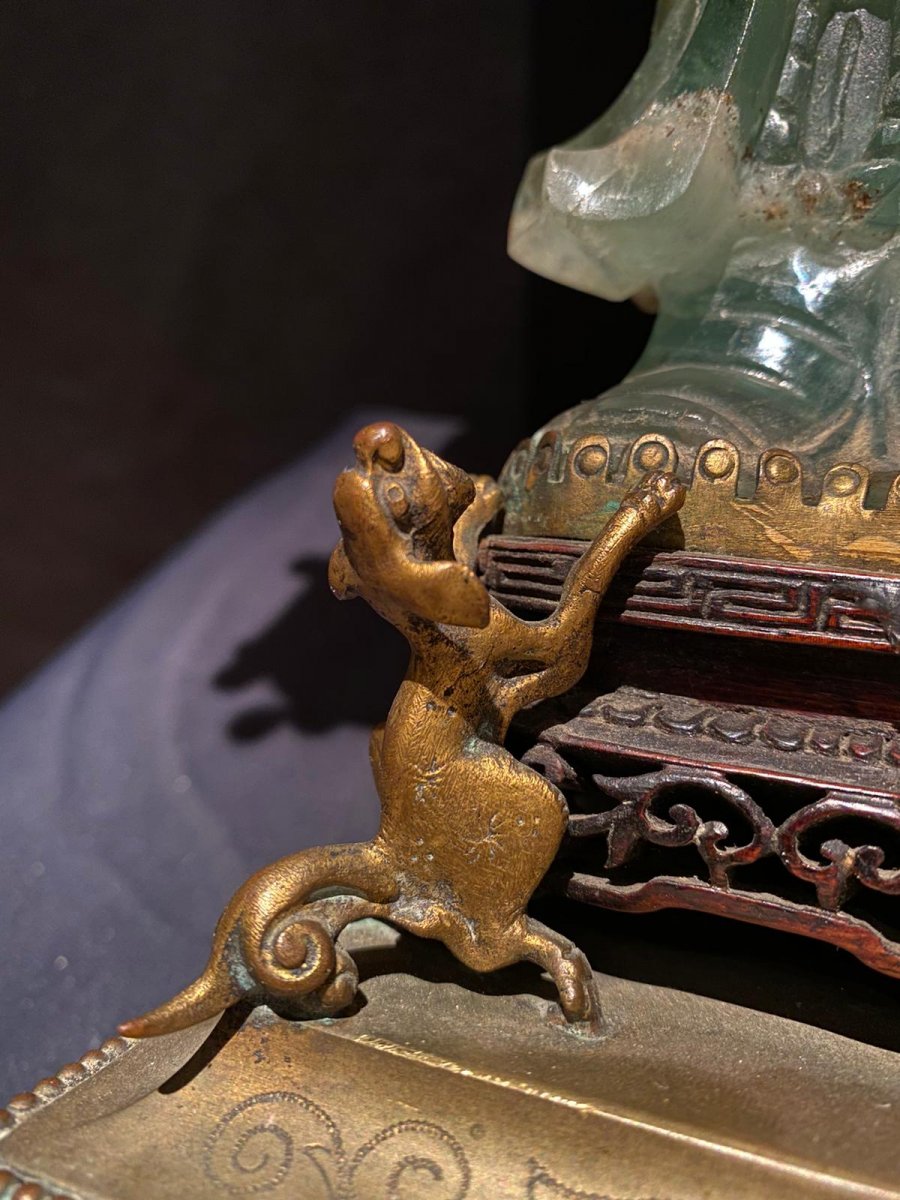 Small Lamp With A Jade Figure, 20th Century-photo-2