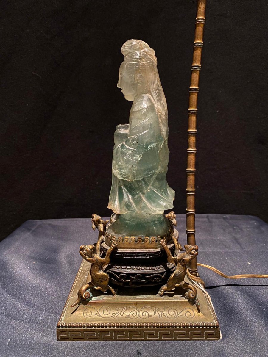 Small Lamp With A Jade Figure, 20th Century-photo-7