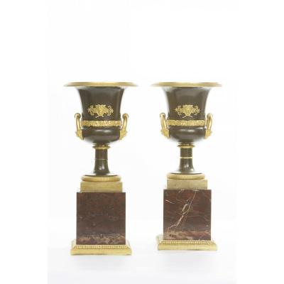 Pair Of Bronze Vases