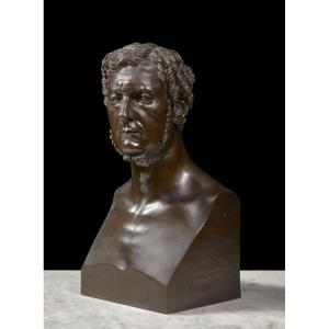 Domenico Maggesi, Bust Of A Man In Bronze, France 1866