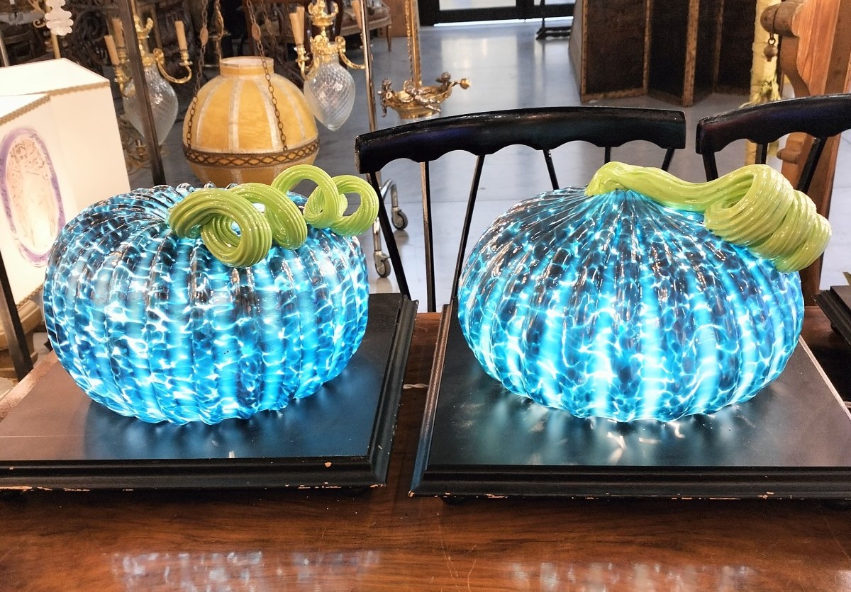 Pair Of Murano Glass Lamps “le Zucche” – Early 20th Century-photo-1