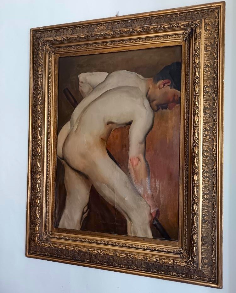 Homme nu au travail – Huile sur papier marouflé sur toile, 1880-photo-2