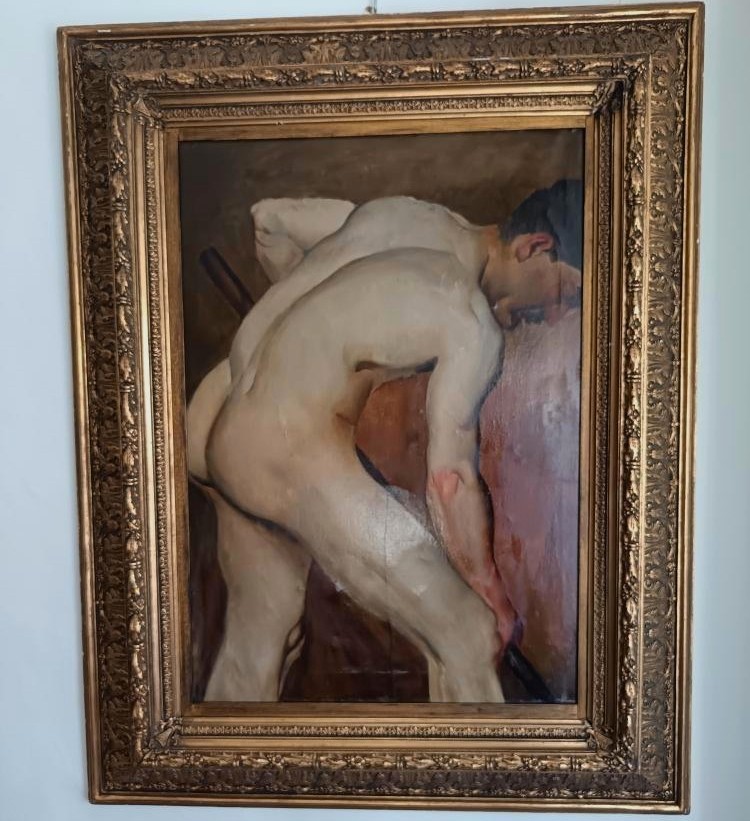 Homme nu au travail – Huile sur papier marouflé sur toile, 1880-photo-4