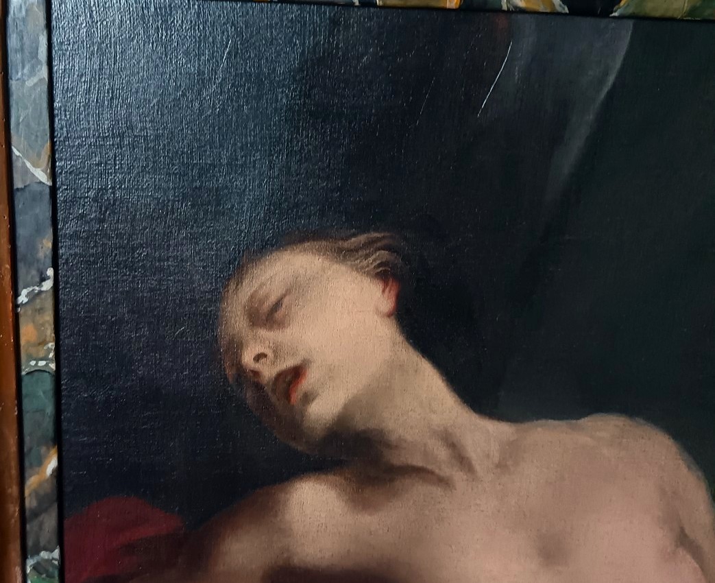 Huile sur toile Saint Sébastien du XVIIe siècle – Suiveur des Carracci-photo-2