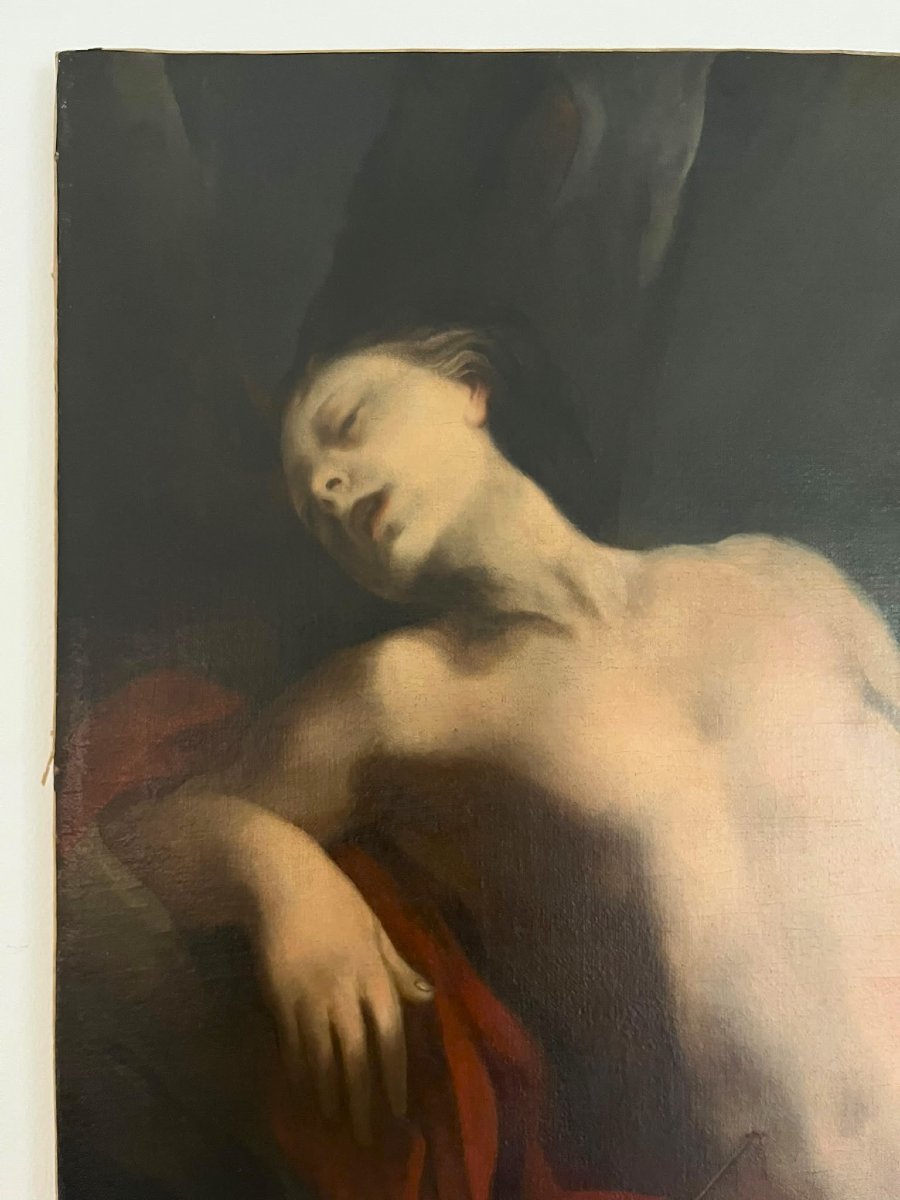 Huile sur toile Saint Sébastien du XVIIe siècle – Suiveur des Carracci-photo-4