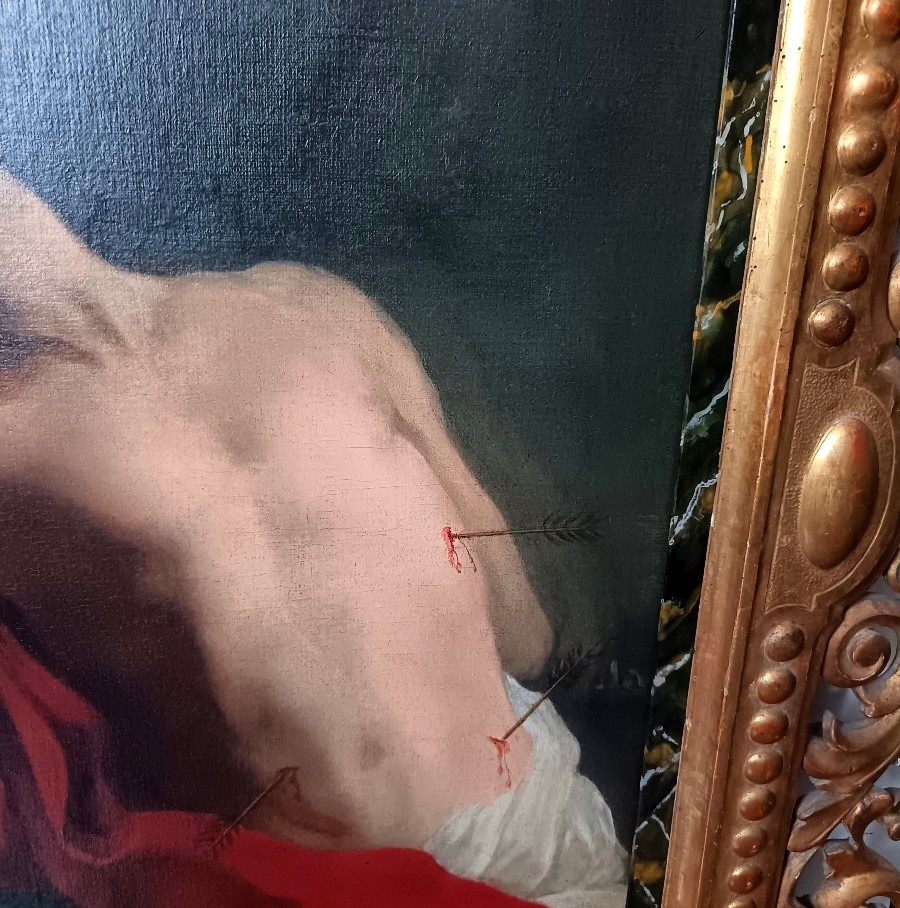 Huile sur toile Saint Sébastien du XVIIe siècle – Suiveur des Carracci-photo-2