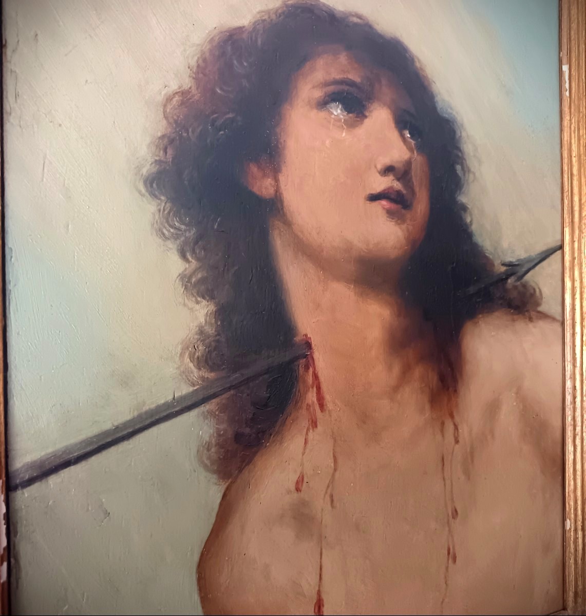 Huile sur panneau de bois Saint Sébastien XXe siècle-photo-4