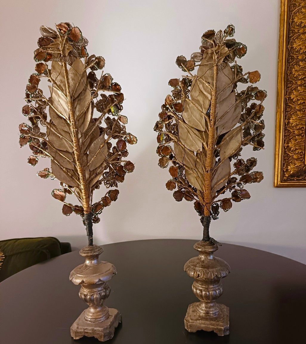 Paire de palmes XVIIIe siècle avec perles de Murano-photo-2