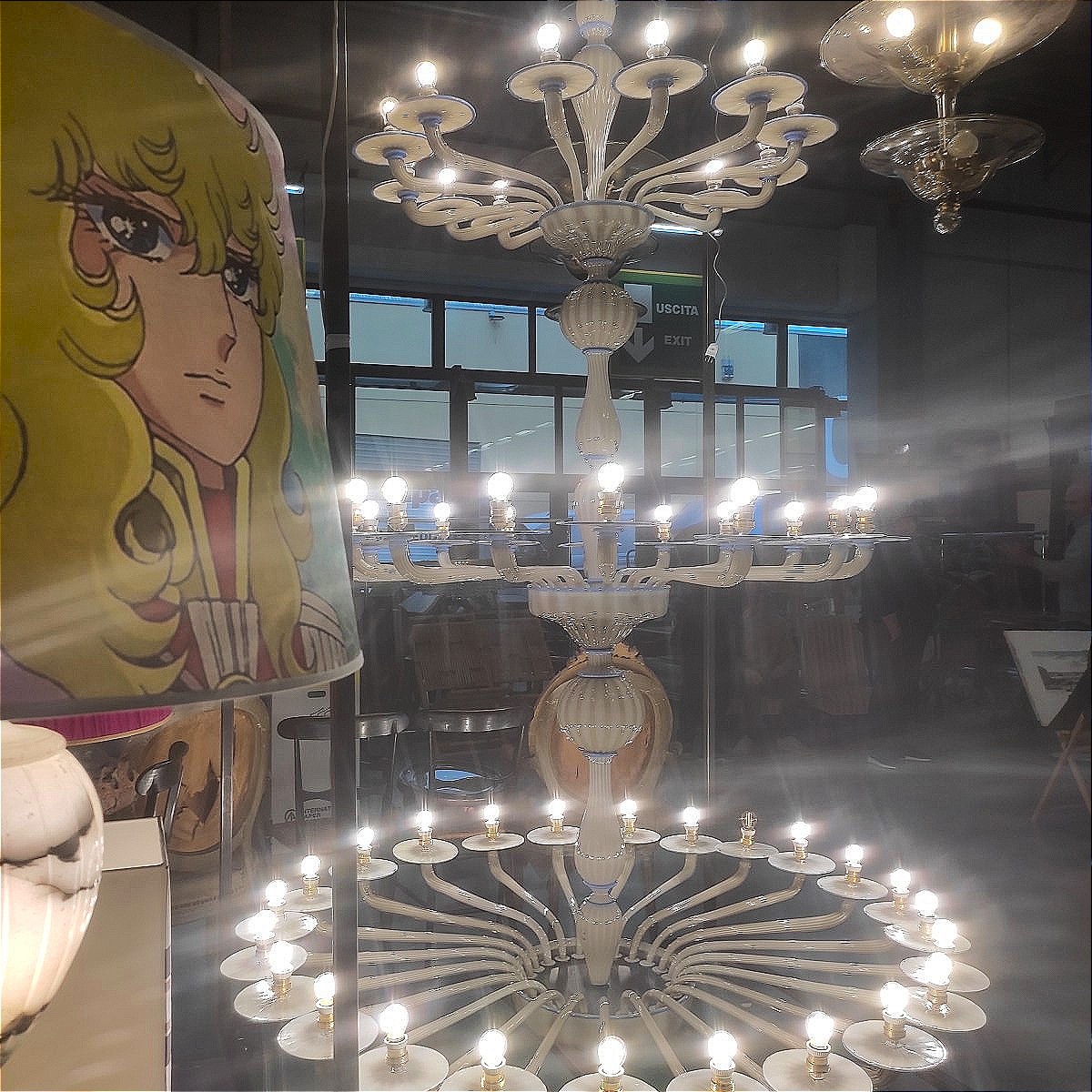 Grand lustre à trois niveaux en verre de Murano, 1930-photo-4