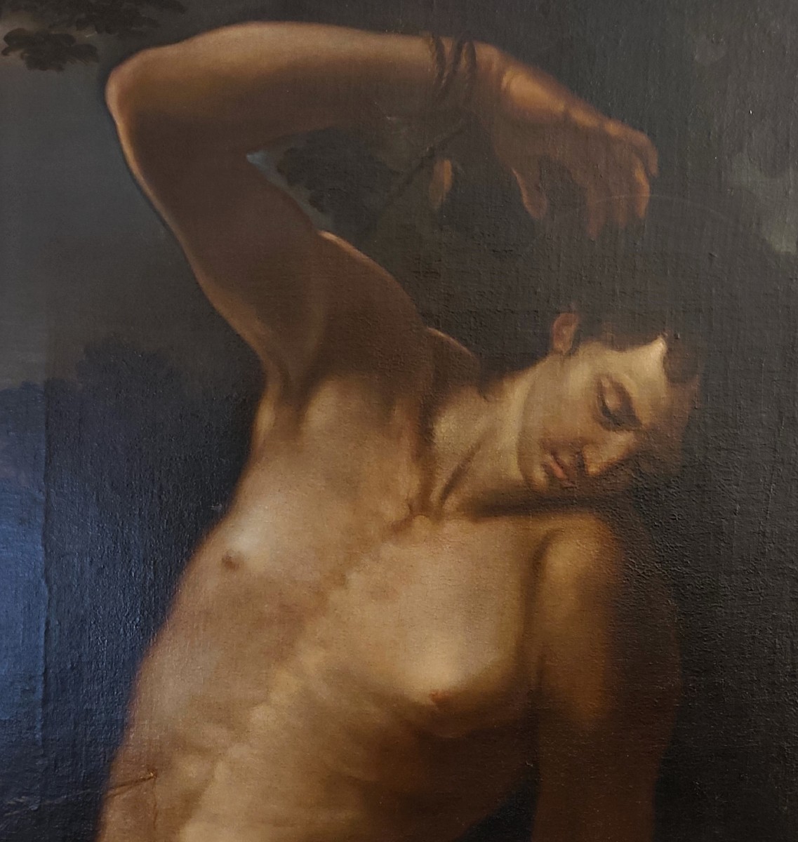 Oil On Canvas Saint Sebastian, 17th Century – Attributed To Andrea Vaccaro-photo-3