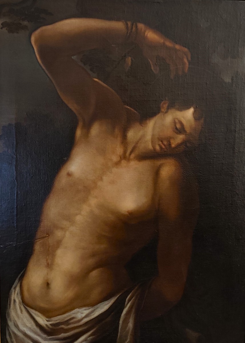 Huile sur toile Saint Sébastien du XVIIe siècle – Attr. Andrea Vaccaro-photo-3