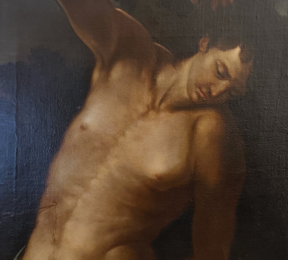 Huile sur toile Saint Sébastien du XVIIe siècle – Attr. Andrea Vaccaro-photo-2