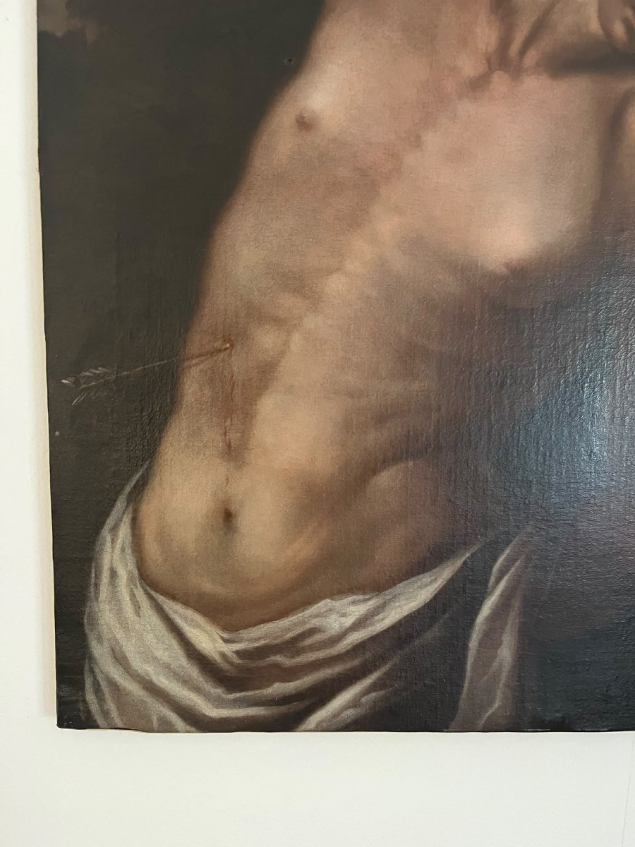Huile sur toile Saint Sébastien du XVIIe siècle – Attr. Andrea Vaccaro-photo-5