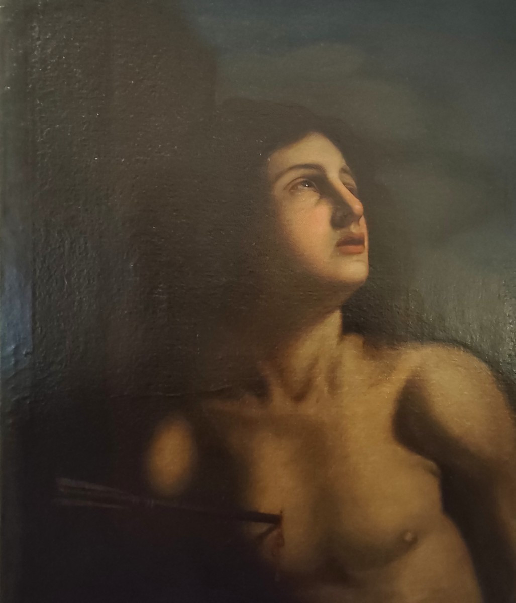 Huile sur toile du XVIIe siècle – Saint Sébastien, attribué à Cesare Gennari (1637–1688)-photo-4