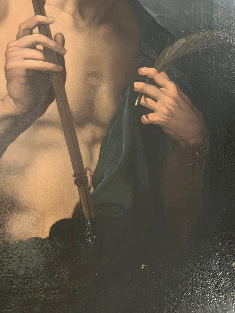 Oil On Canvas Saint Sebastian, Early 18th Century-photo-5
