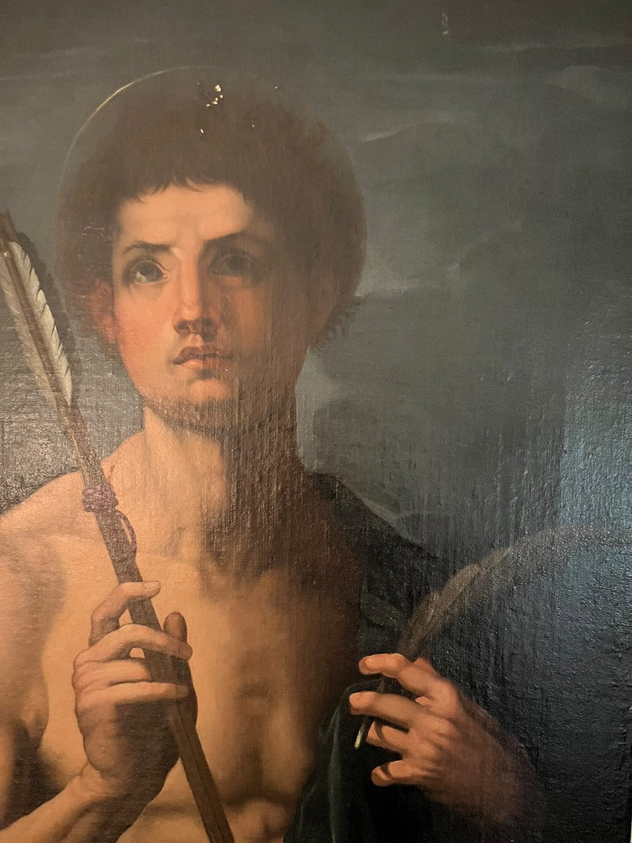 Oil On Canvas Saint Sebastian, Early 18th Century-photo-6