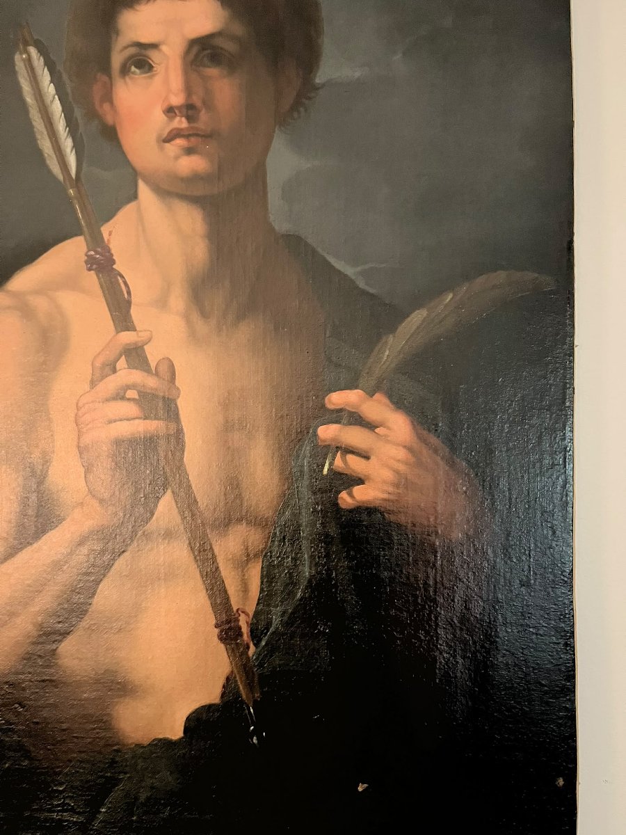 Oil On Canvas Saint Sebastian, Early 18th Century-photo-7