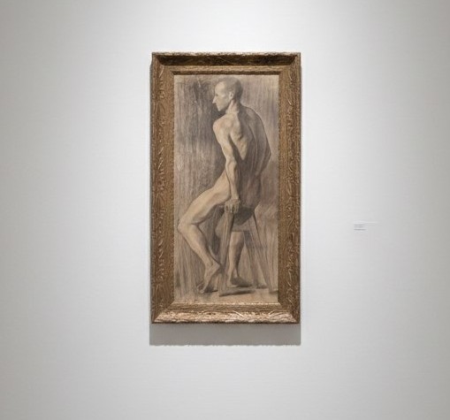 Étude d'homme nu au fusain et crayon, fin XIXe / début XXe siècle
