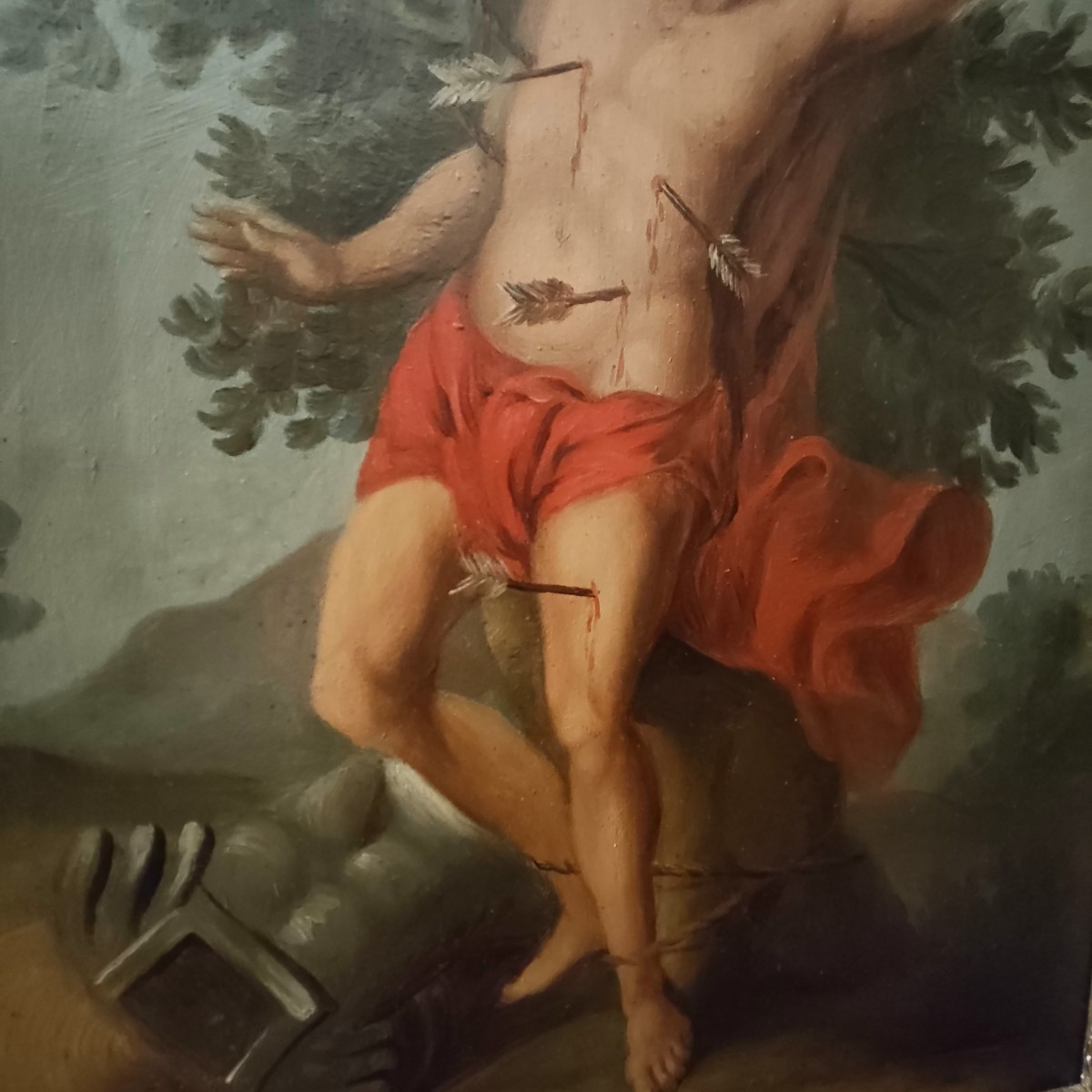 Huile sur Panneau de Saint Sébastien, Fin XIXe-photo-3