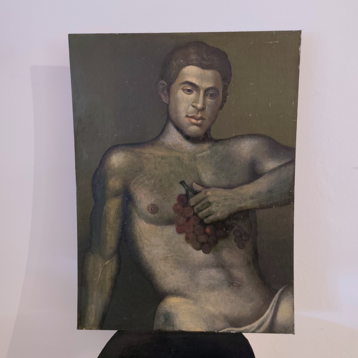 Huile sur carton de 1950, jeune Bacchus