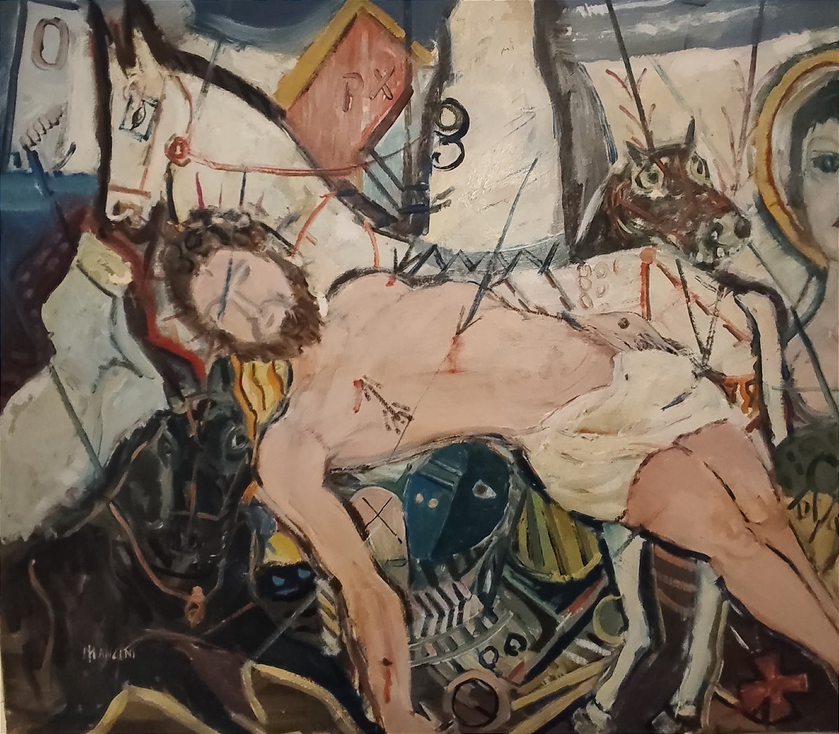 1950 Oil On Canvas Saint Sebastian-photo-3