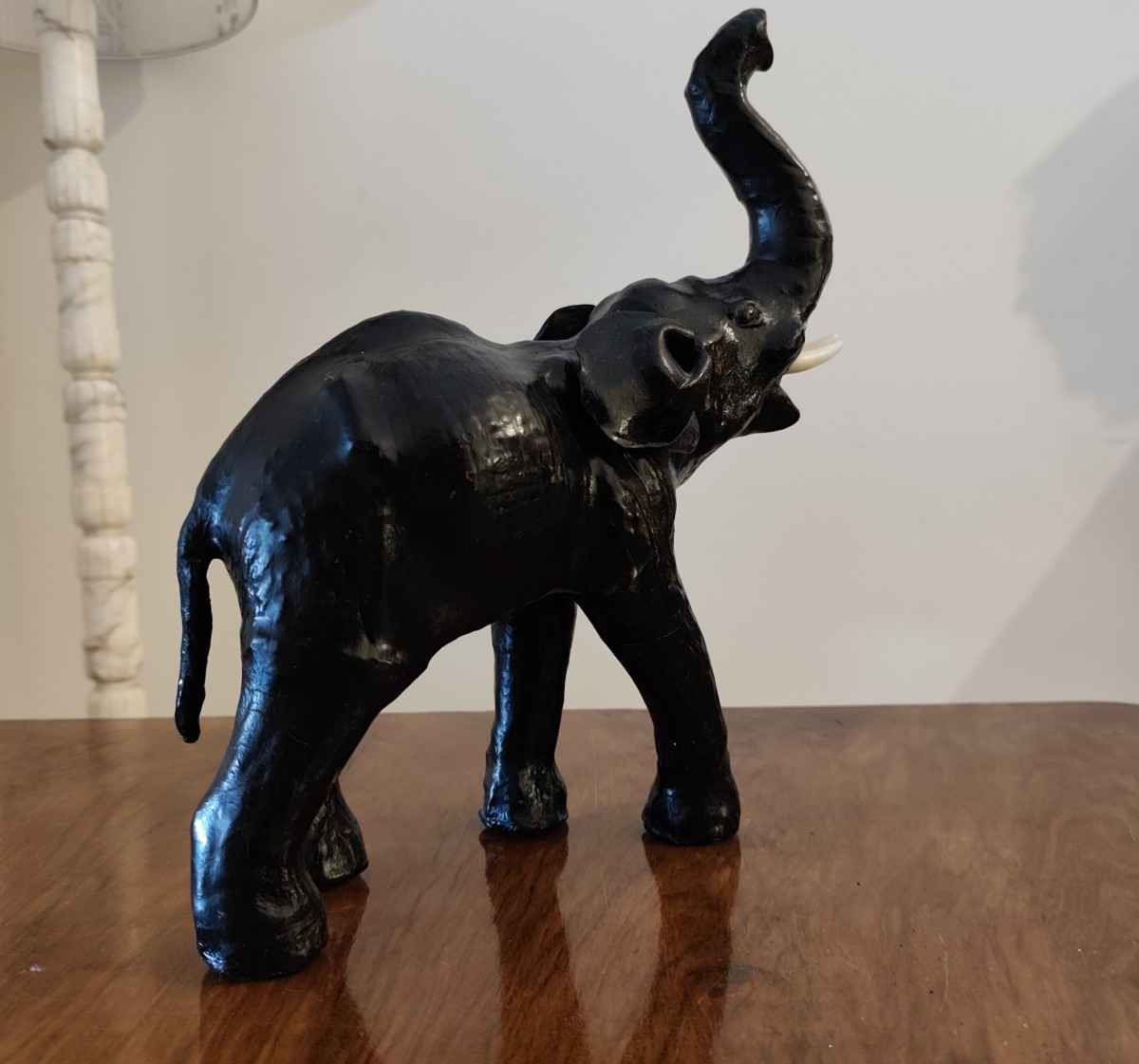 19th Century Elephant With Raised Trunk In Papier-mâché-photo-3