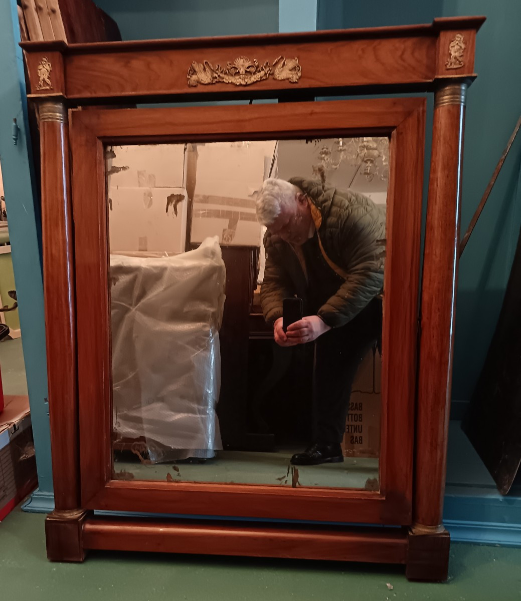 Miroir Empire de 1810 avec bronzes dorés-photo-3