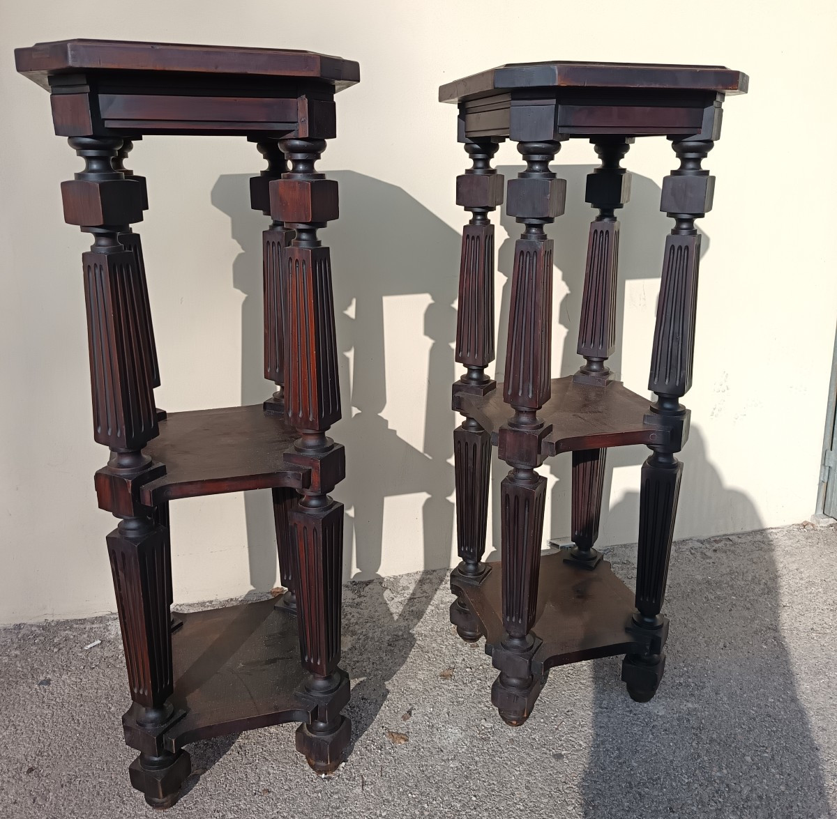 Pair Of 1930 Museum Wooden Pedestals-photo-4
