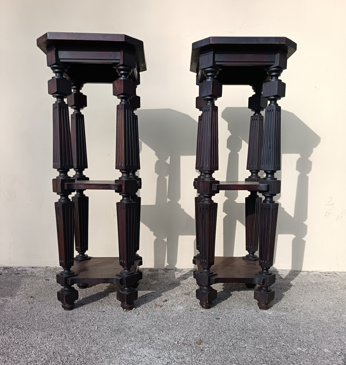 Pair Of 1930 Museum Wooden Pedestals